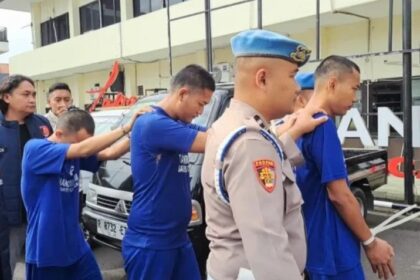 Tiga tersangka pembacokan diamankan Satreskrim Polresta Cilacap (Foto: tangkap layar)